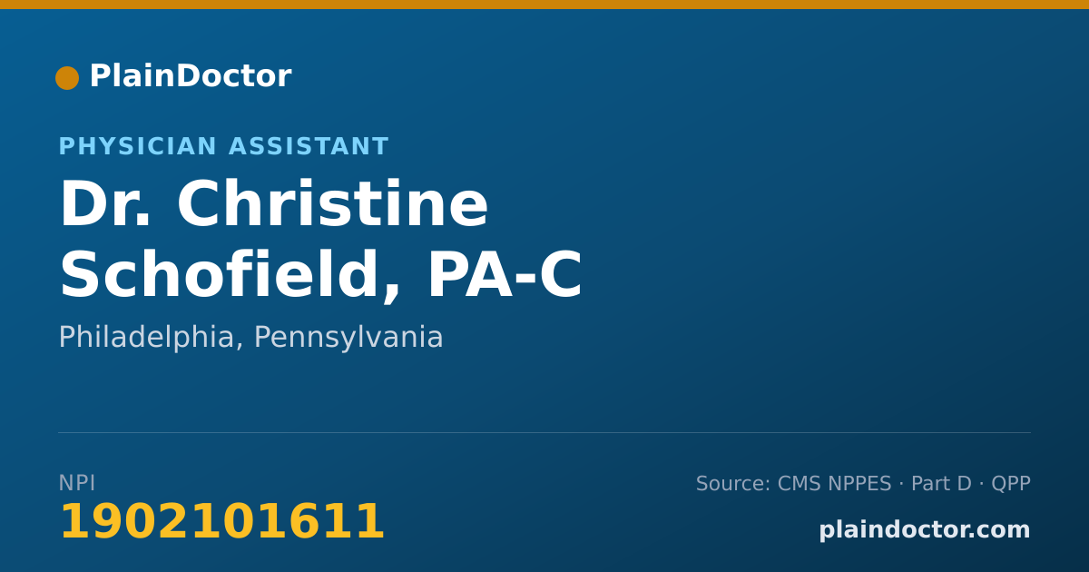 Shareable card for Christine Schofield, PA-C - Physician Assistant, Philadelphia, PA