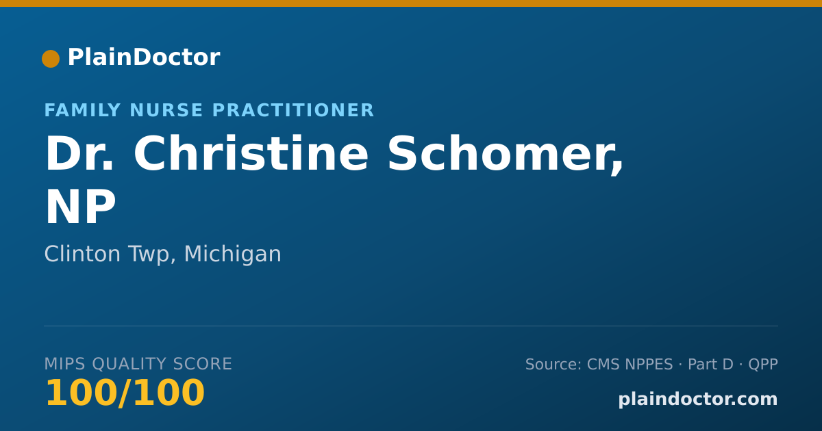 Shareable card for Christine Schomer, NP - Family Nurse Practitioner, Clinton Twp, MI