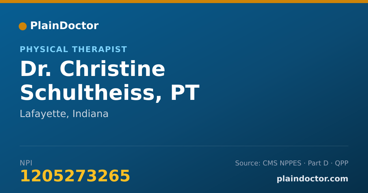Shareable card for Christine Schultheiss, PT - Physical Therapist, Lafayette, IN