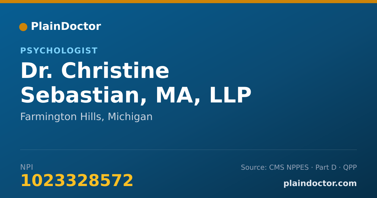 Shareable card for Christine Sebastian, MA, LLP - Psychologist, Farmington Hills, MI