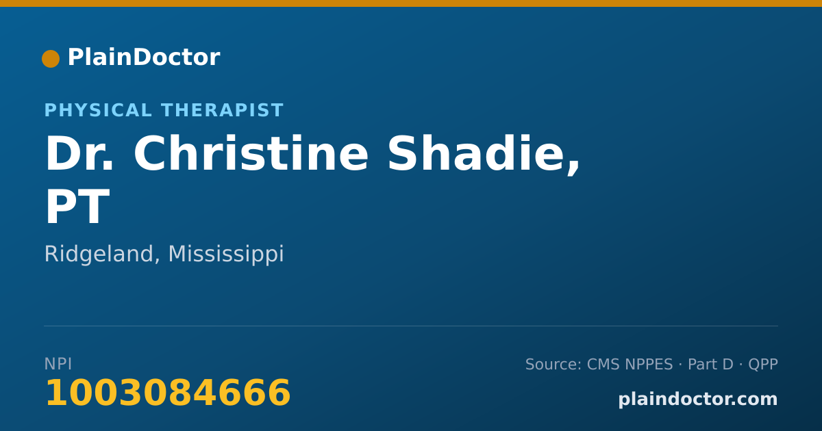 Shareable card for Christine Shadie, PT - Physical Therapist, Ridgeland, MS
