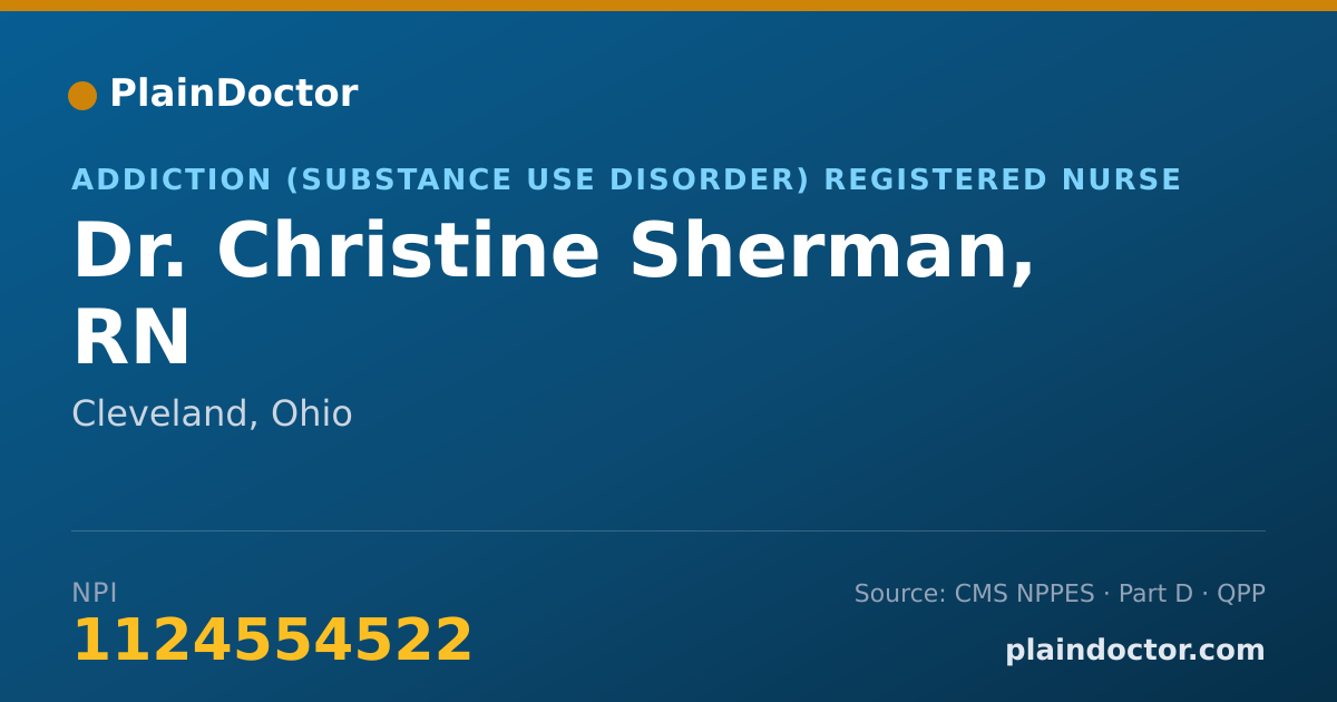 Shareable card for Christine Sherman, RN - Addiction (Substance Use Disorder) Registered Nurse, Cleveland, OH