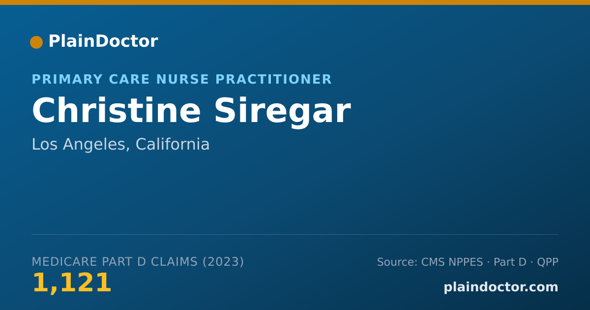 Shareable card for Christine Siregar - Primary Care Nurse Practitioner, Los Angeles, CA