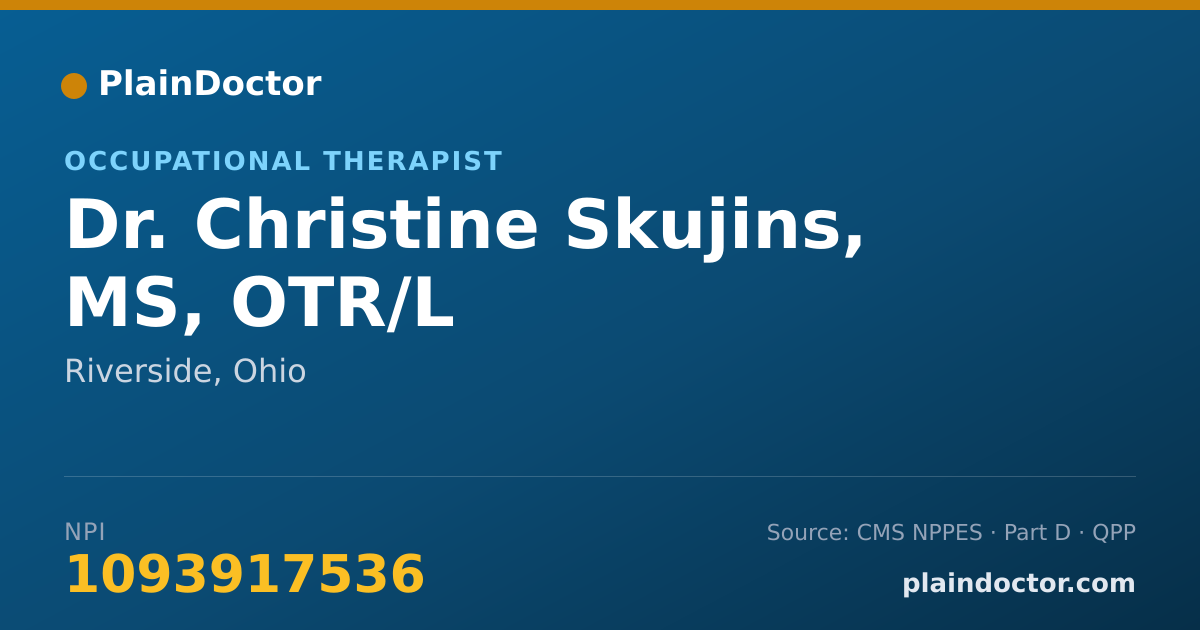 Shareable card for Christine Skujins, MS, OTR/L - Occupational Therapist, Riverside, OH