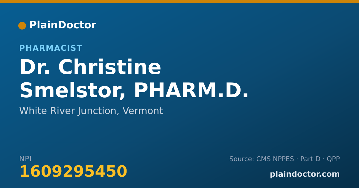 Shareable card for Christine Smelstor, PHARM.D. - Pharmacist, White River Junction, VT