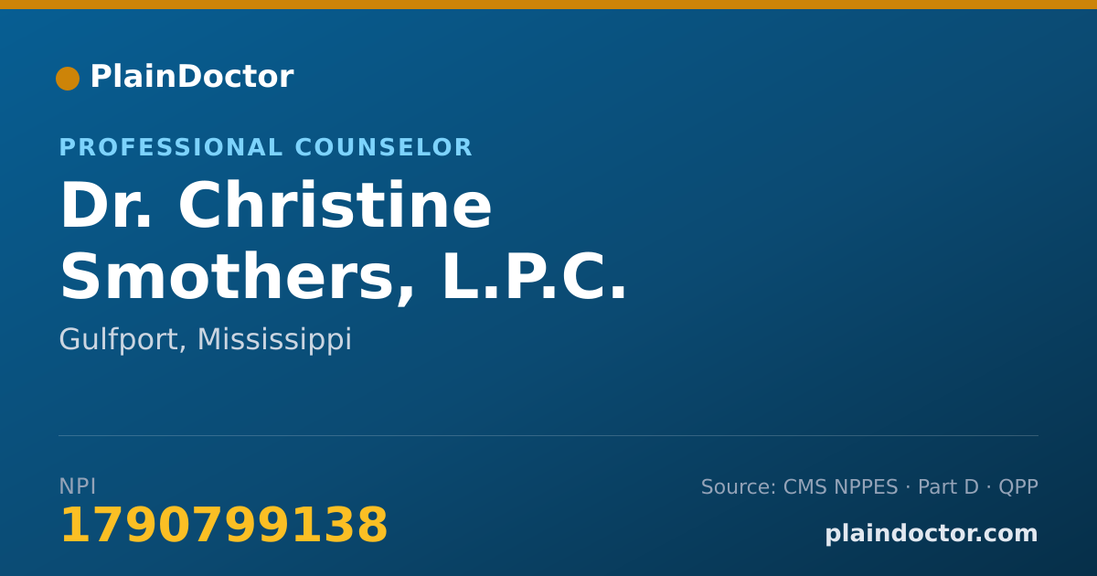 Shareable card for Christine Smothers, L.P.C. - Professional Counselor, Gulfport, MS