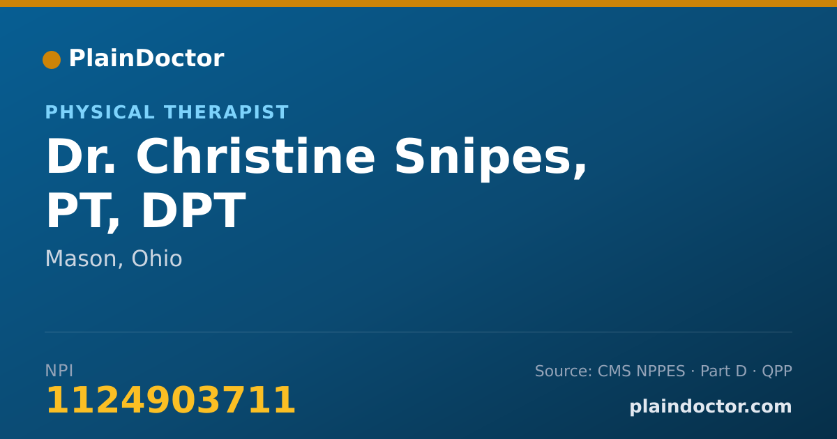 Shareable card for Christine Snipes, PT, DPT - Physical Therapist, Mason, OH