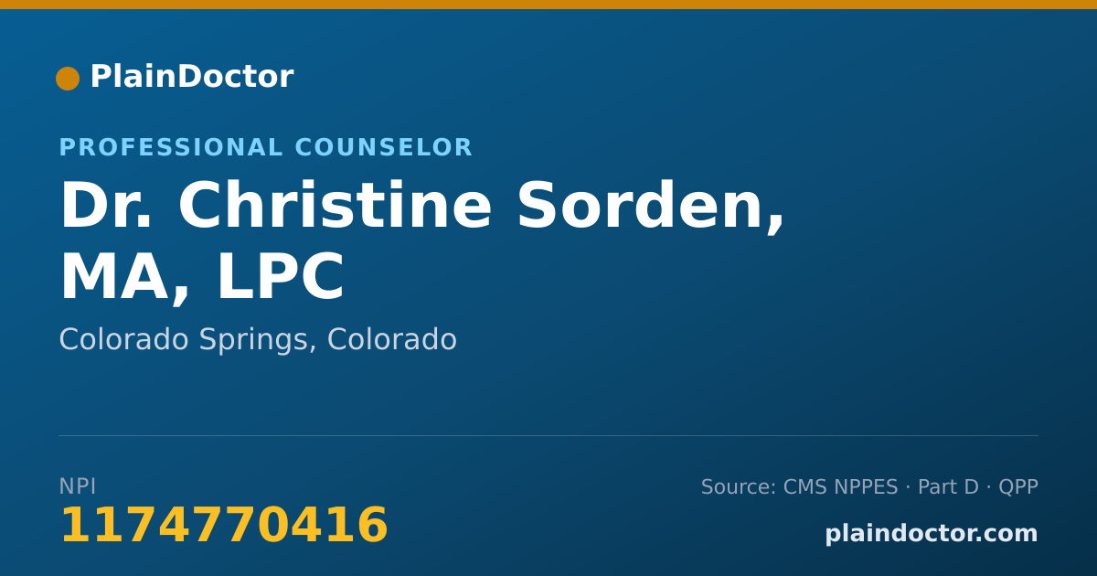 Shareable card for Christine Sorden, MA, LPC - Professional Counselor, Colorado Springs, CO