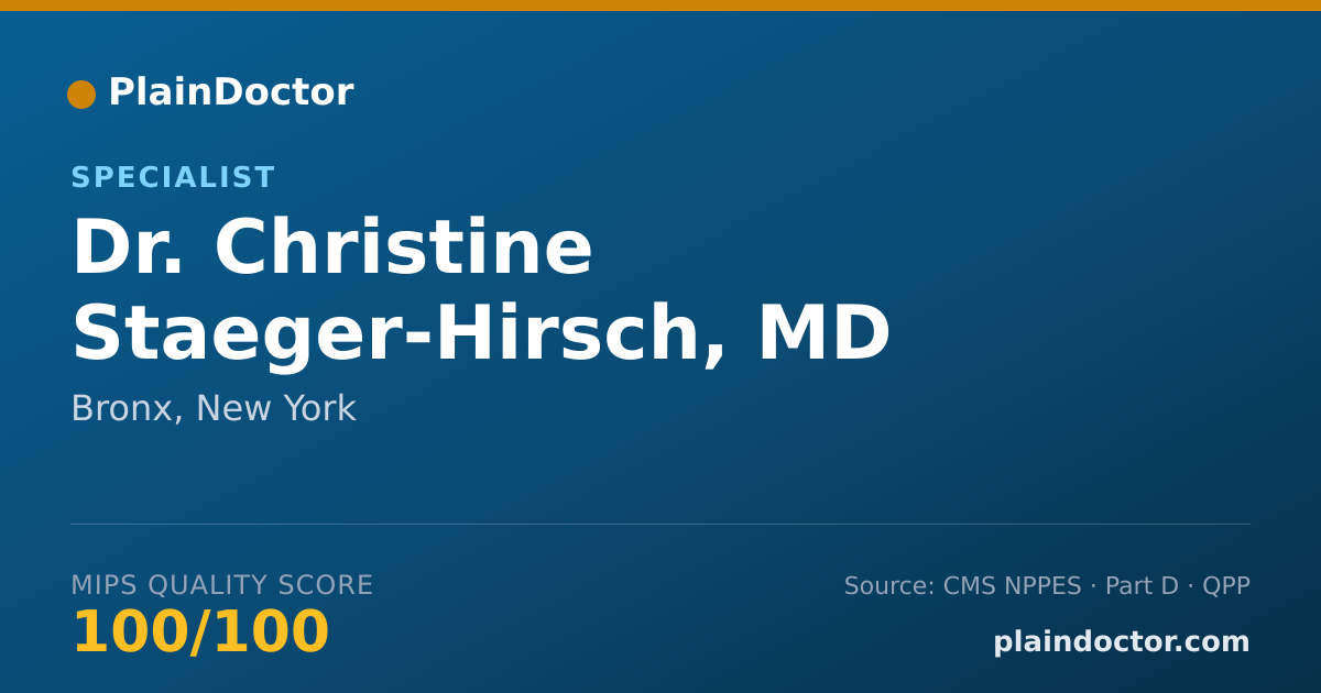 Shareable card for Christine Staeger-Hirsch, MD - Specialist, Bronx, NY
