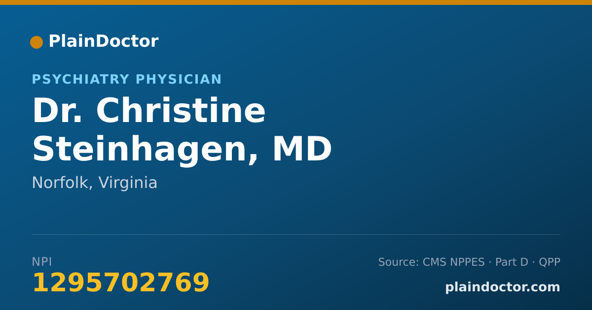 Shareable card for Christine Steinhagen, MD - Psychiatry Physician, Norfolk, VA