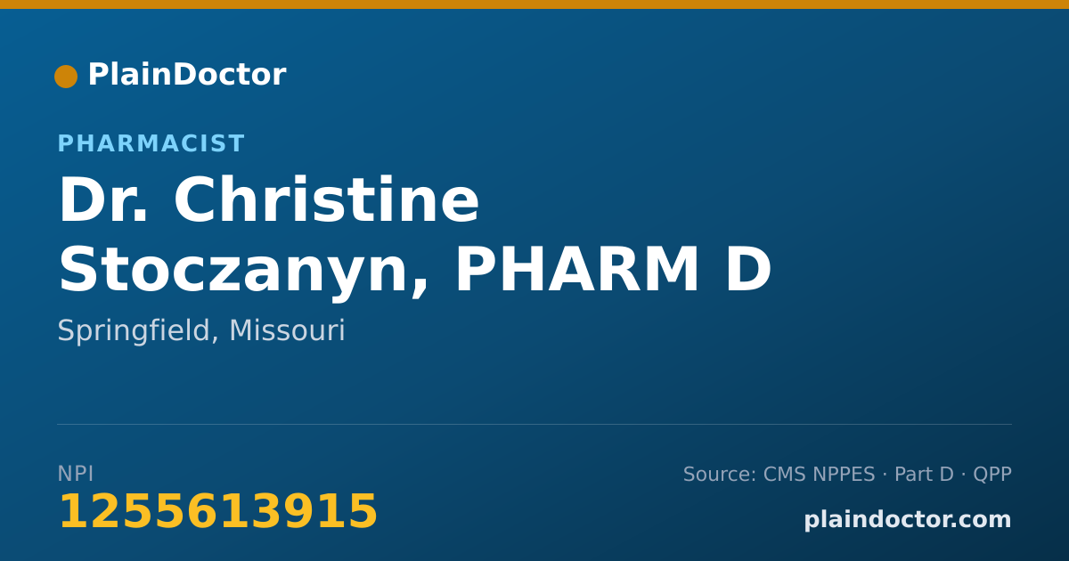 Shareable card for Christine Stoczanyn, PHARM D - Pharmacist, Springfield, MO
