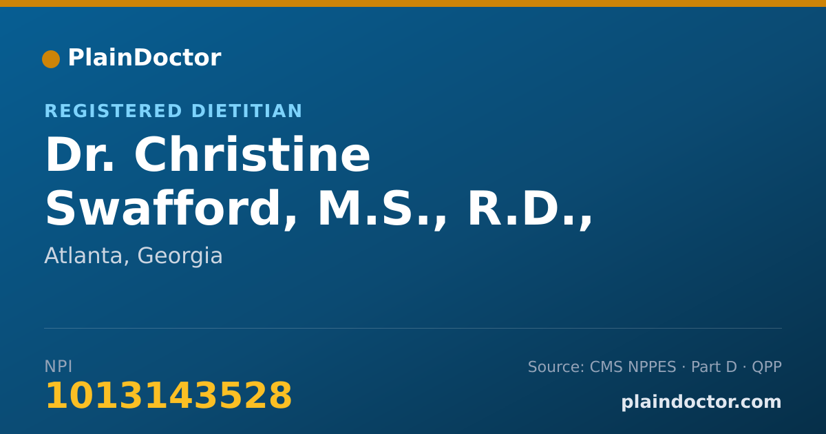 Shareable card for Christine Swafford, M.S., R.D., L.D. - Registered Dietitian, Atlanta, GA