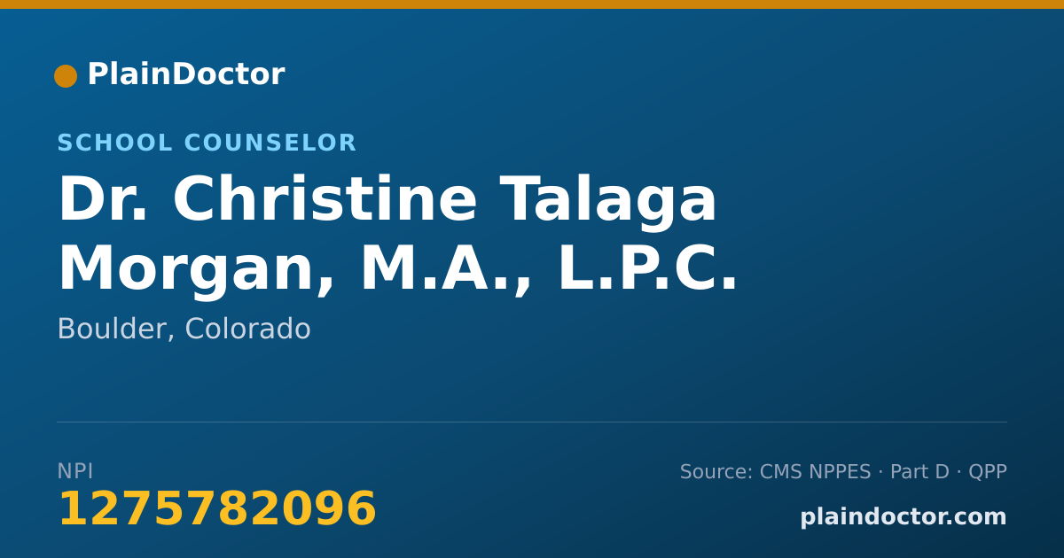 Shareable card for Christine Talaga Morgan, M.A., L.P.C. - School Counselor, Boulder, CO