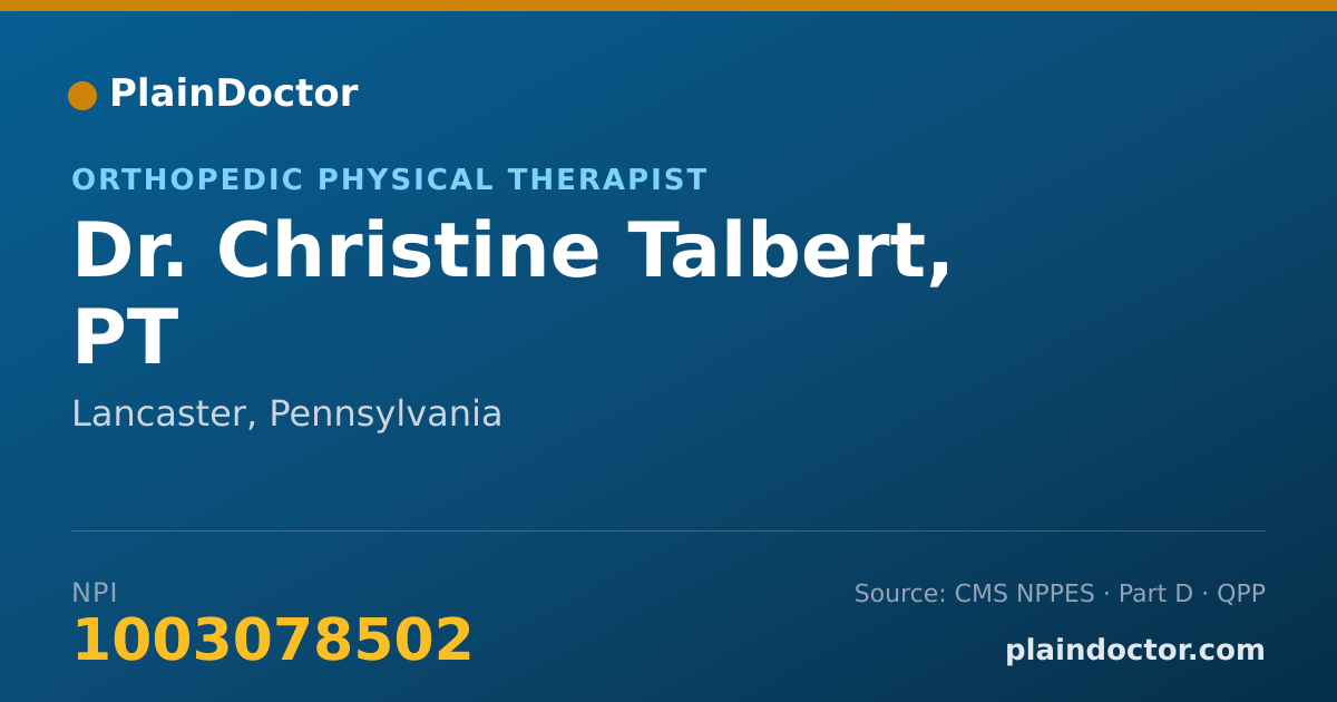 Shareable card for Christine Talbert, PT - Orthopedic Physical Therapist, Lancaster, PA
