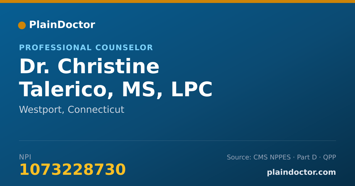 Shareable card for Christine Talerico, MS, LPC - Professional Counselor, Westport, CT