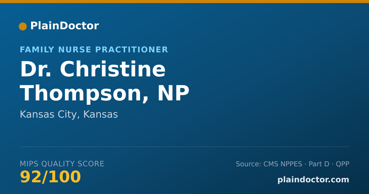 Shareable card for Christine Thompson, NP - Family Nurse Practitioner, Kansas City, KS