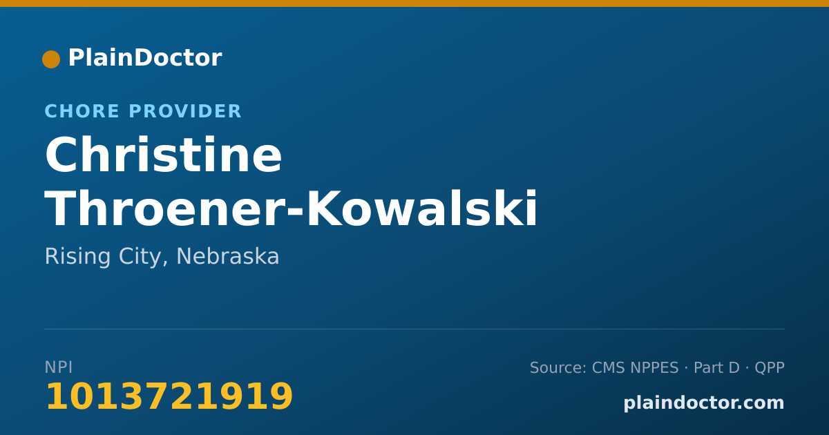 Shareable card for Christine Throener-Kowalski - Chore Provider, Rising City, NE