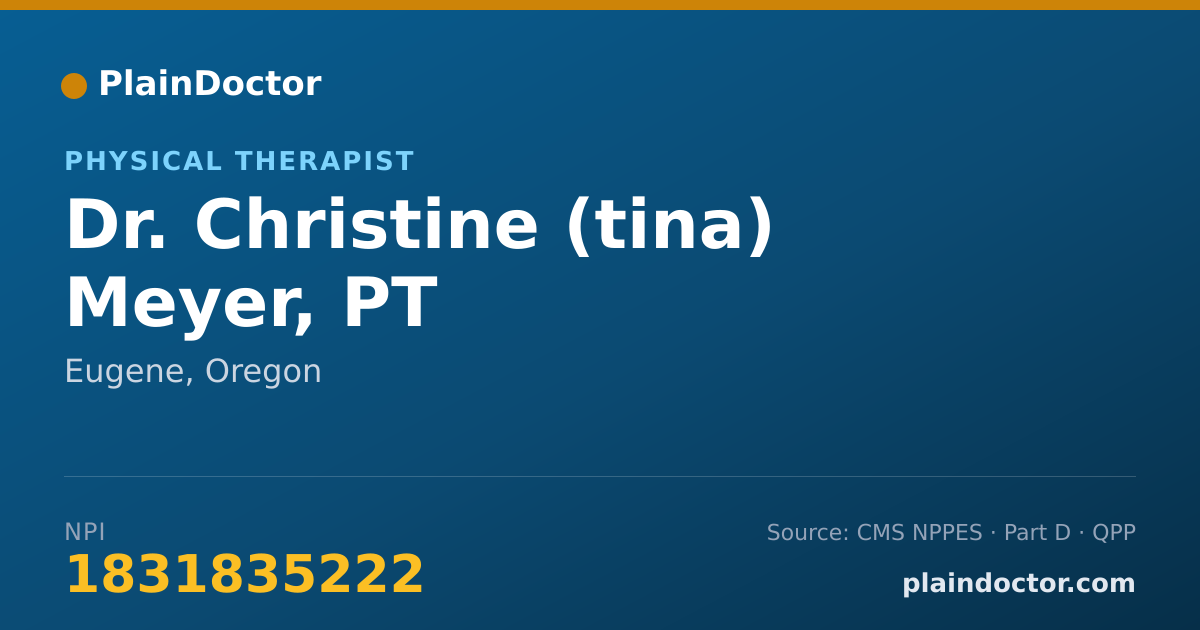 Shareable card for Christine (tina) Meyer, PT - Physical Therapist, Eugene, OR