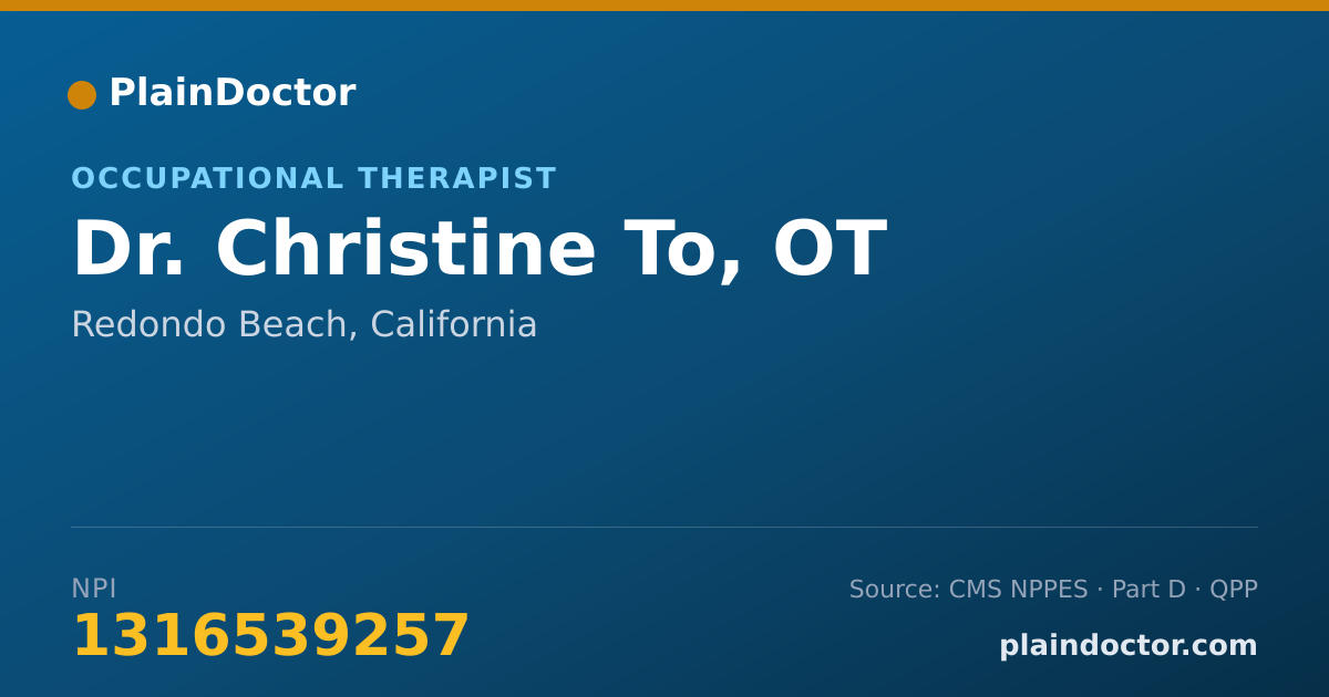 Shareable card for Christine To, OT - Occupational Therapist, Redondo Beach, CA