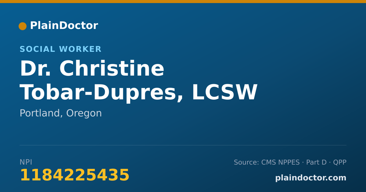 Shareable card for Christine Tobar-Dupres, LCSW - Social Worker, Portland, OR