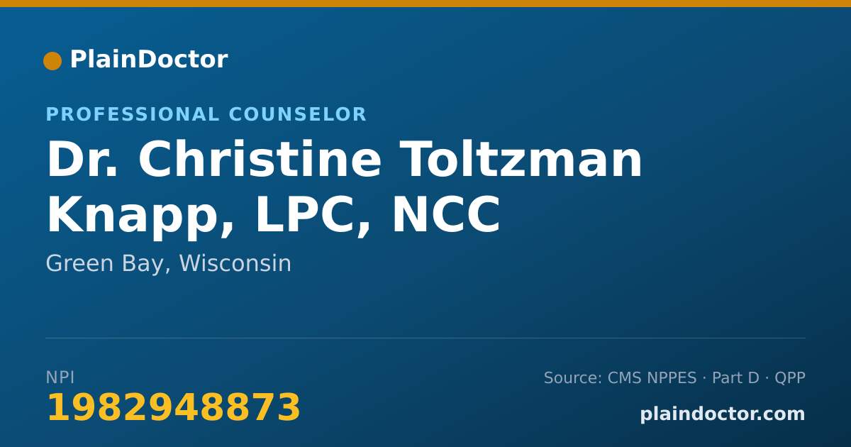 Shareable card for Christine Toltzman Knapp, LPC, NCC - Professional Counselor, Green Bay, WI