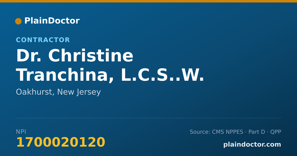 Shareable card for Christine Tranchina, L.C.S..W. - Contractor, Oakhurst, NJ