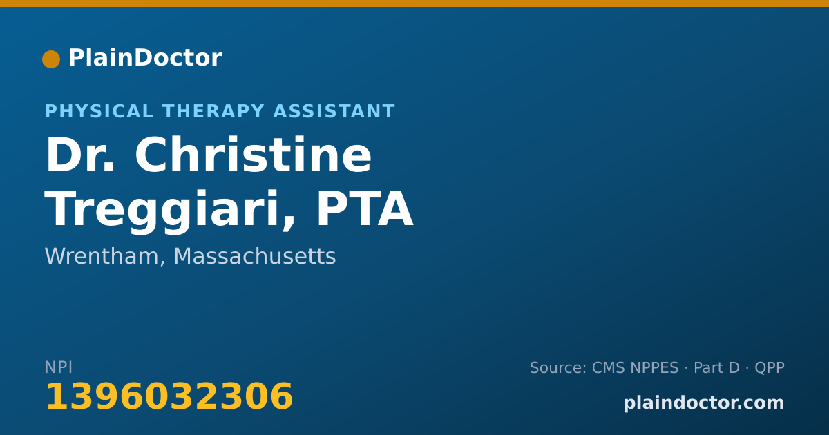 Shareable card for Christine Treggiari, PTA - Physical Therapy Assistant, Wrentham, MA