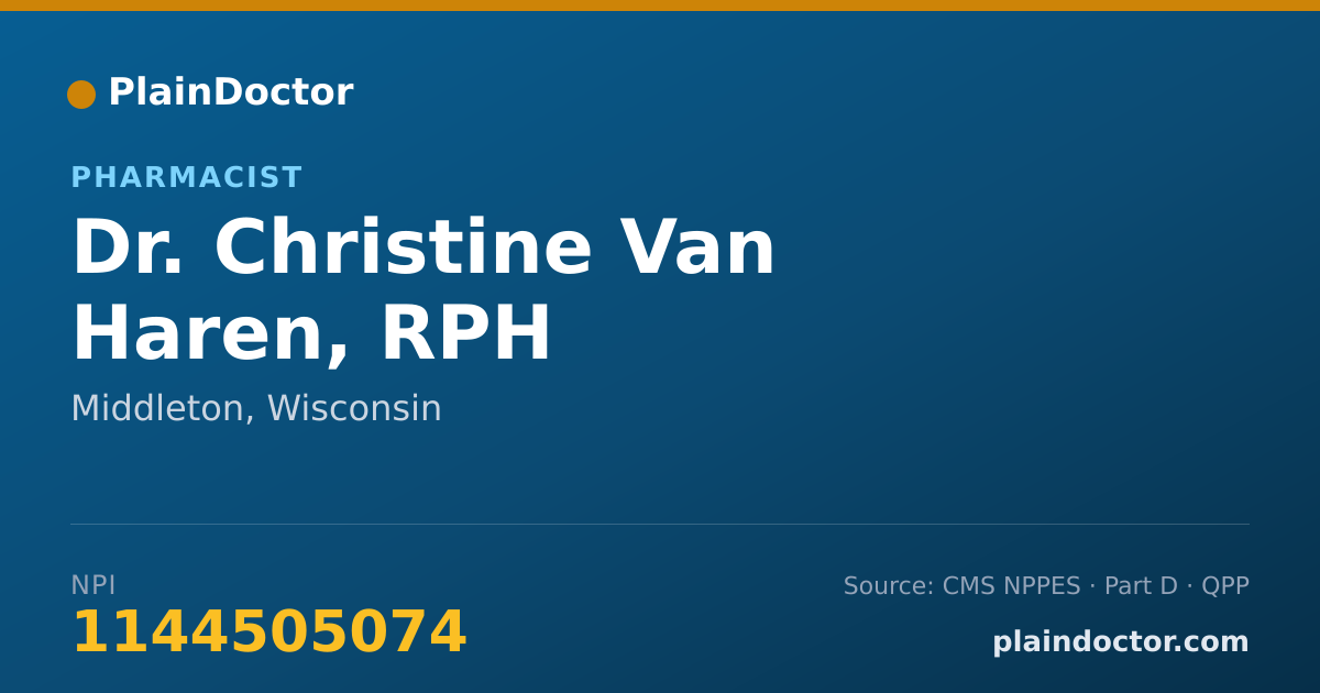 Shareable card for Christine Van Haren, RPH - Pharmacist, Middleton, WI