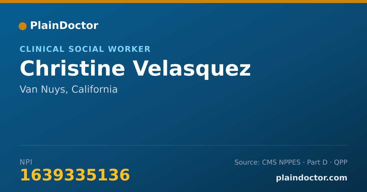 Shareable card for Christine Velasquez - Clinical Social Worker, Van Nuys, CA