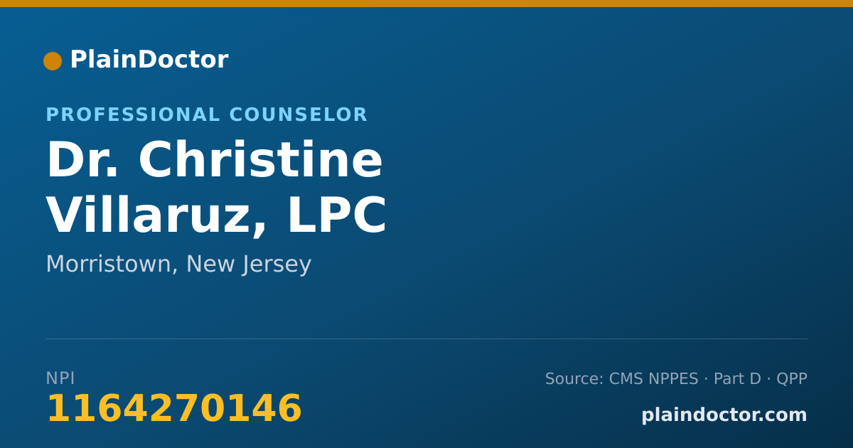 Shareable card for Christine Villaruz, LPC - Professional Counselor, Morristown, NJ