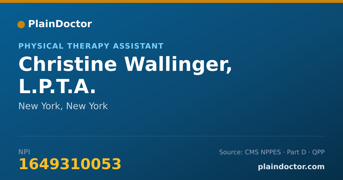 Shareable card for Christine Wallinger, L.P.T.A. - Physical Therapy Assistant, New York, NY