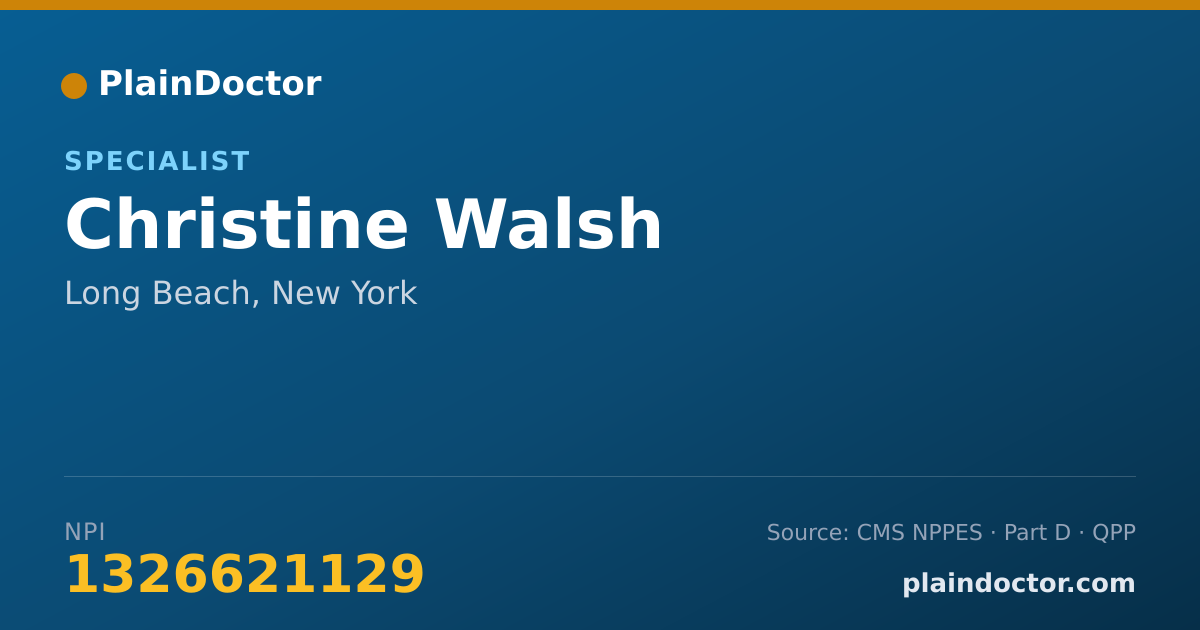 Shareable card for Christine Walsh - Specialist, Long Beach, NY