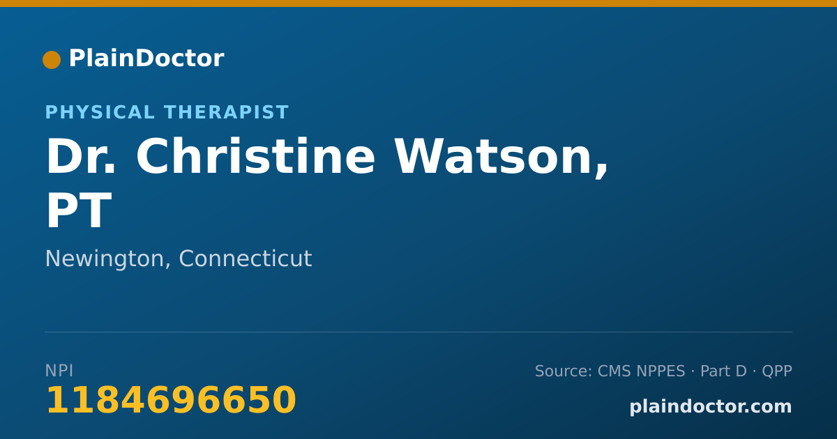 Shareable card for Christine Watson, PT - Physical Therapist, Newington, CT