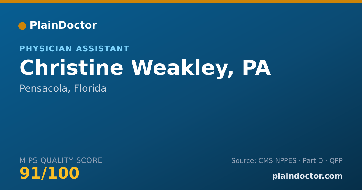 Shareable card for Christine Weakley, PA - Physician Assistant, Pensacola, FL
