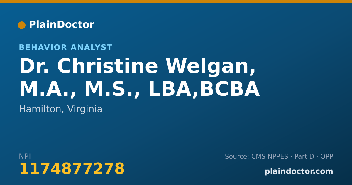 Shareable card for Christine Welgan, M.A., M.S., LBA,BCBA - Behavior Analyst, Hamilton, VA