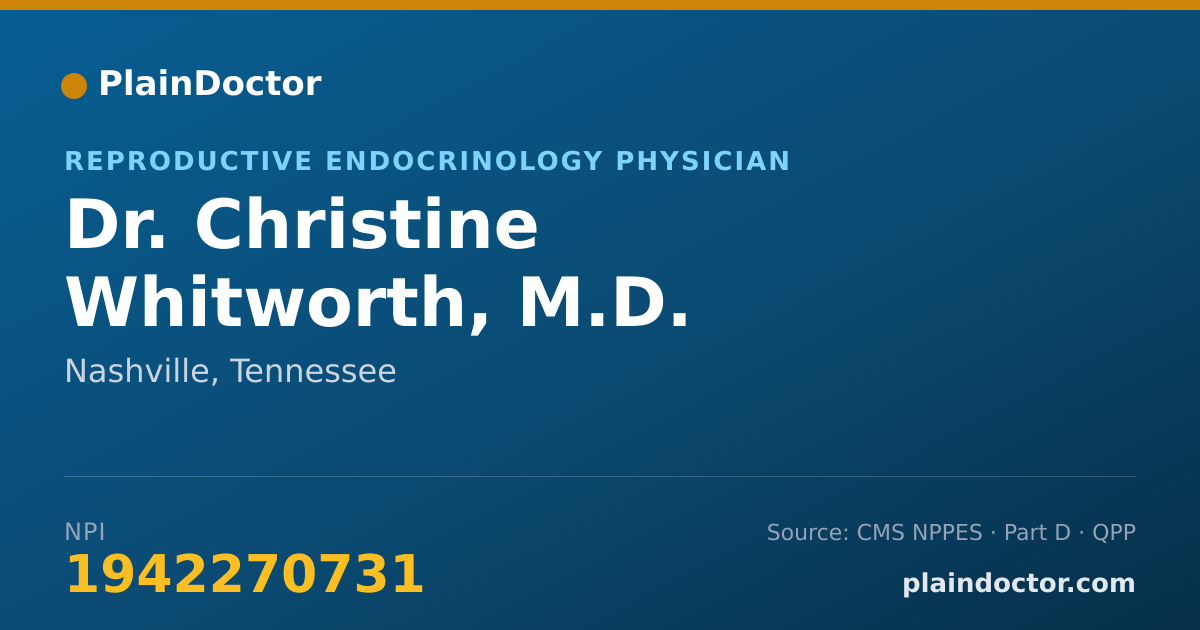 Shareable card for Christine Whitworth, M.D. - Reproductive Endocrinology Physician, Nashville, TN