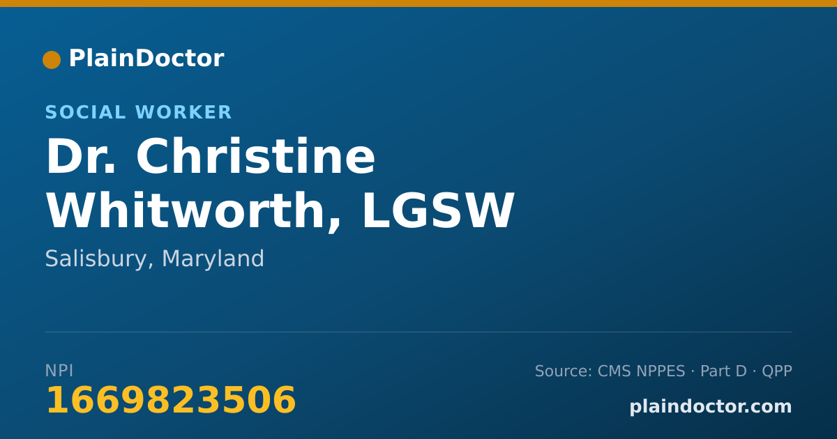 Shareable card for Christine Whitworth, LGSW - Social Worker, Salisbury, MD