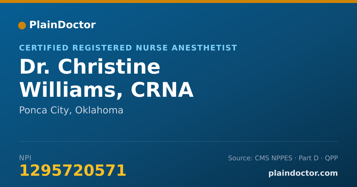 Shareable card for Christine Williams, CRNA - Certified Registered Nurse Anesthetist, Ponca City, OK