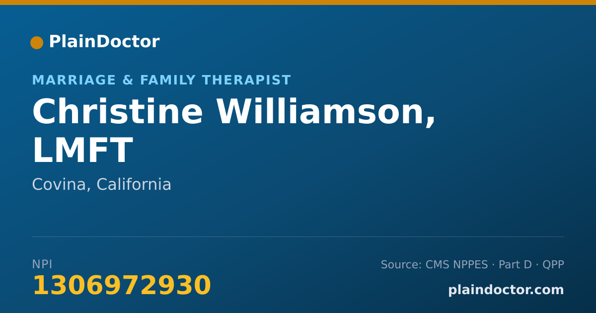 Shareable card for Christine Williamson, LMFT - Marriage & Family Therapist, Covina, CA