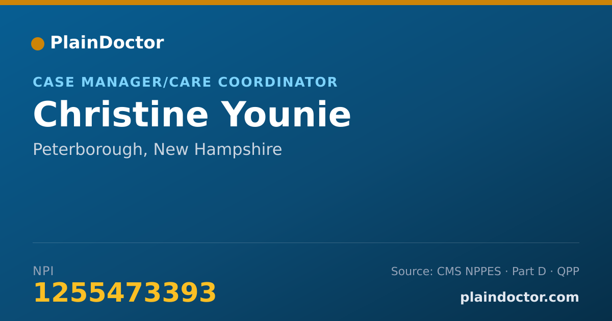 Shareable card for Christine Younie - Case Manager/Care Coordinator, Peterborough, NH