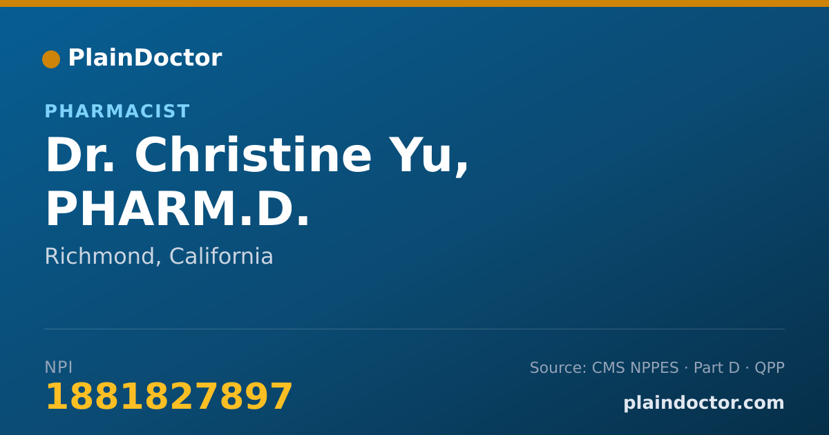 Shareable card for Christine Yu, PHARM.D. - Pharmacist, Richmond, CA