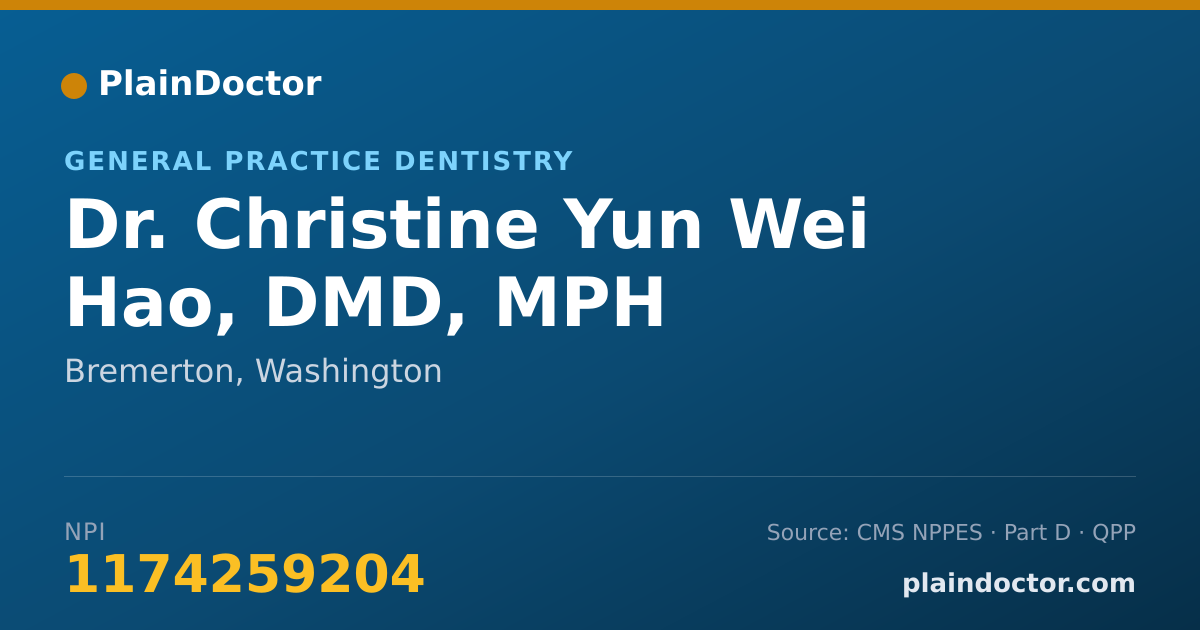 Shareable card for Christine Yun Wei Hao, DMD, MPH - General Practice Dentistry, Bremerton, WA