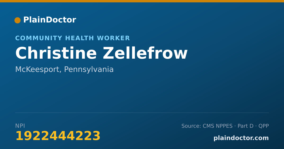 Shareable card for Christine Zellefrow - Community Health Worker, McKeesport, PA