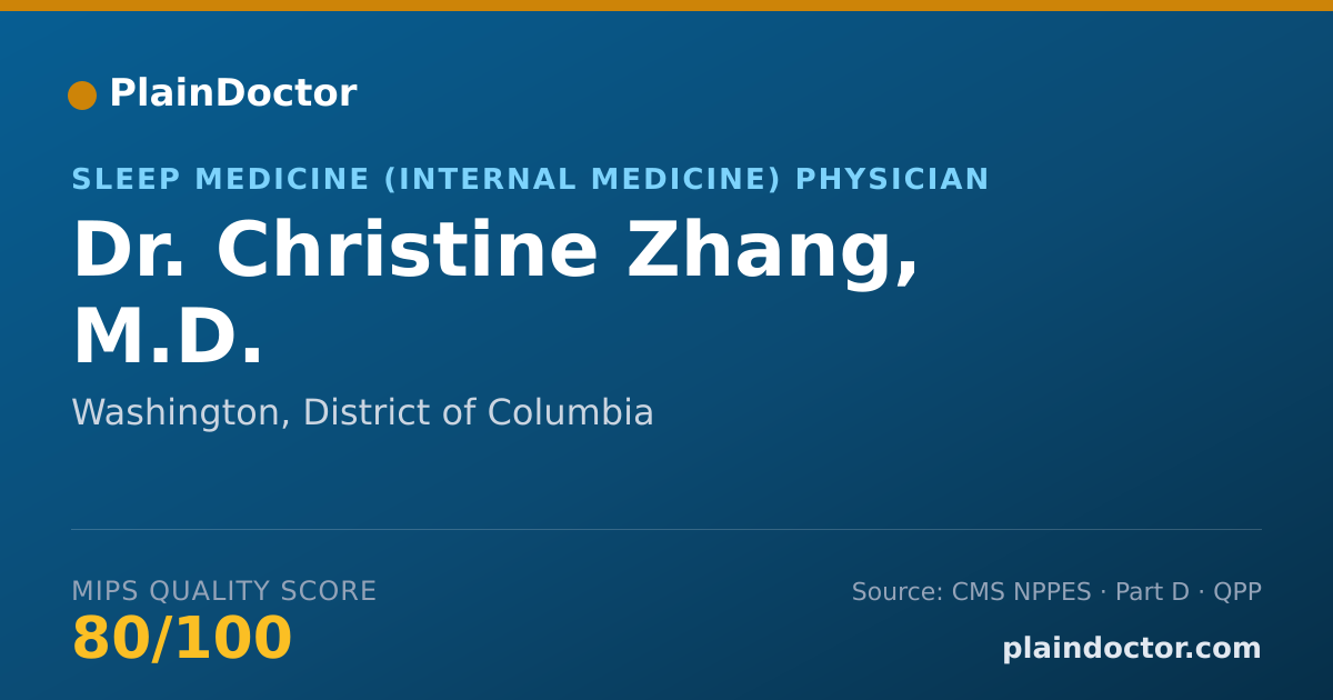 Shareable card for Christine Zhang, M.D. - Sleep Medicine (Internal Medicine) Physician, Washington, DC