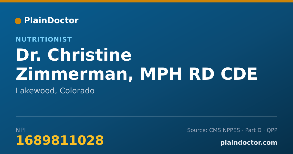 Shareable card for Christine Zimmerman, MPH RD CDE - Nutritionist, Lakewood, CO