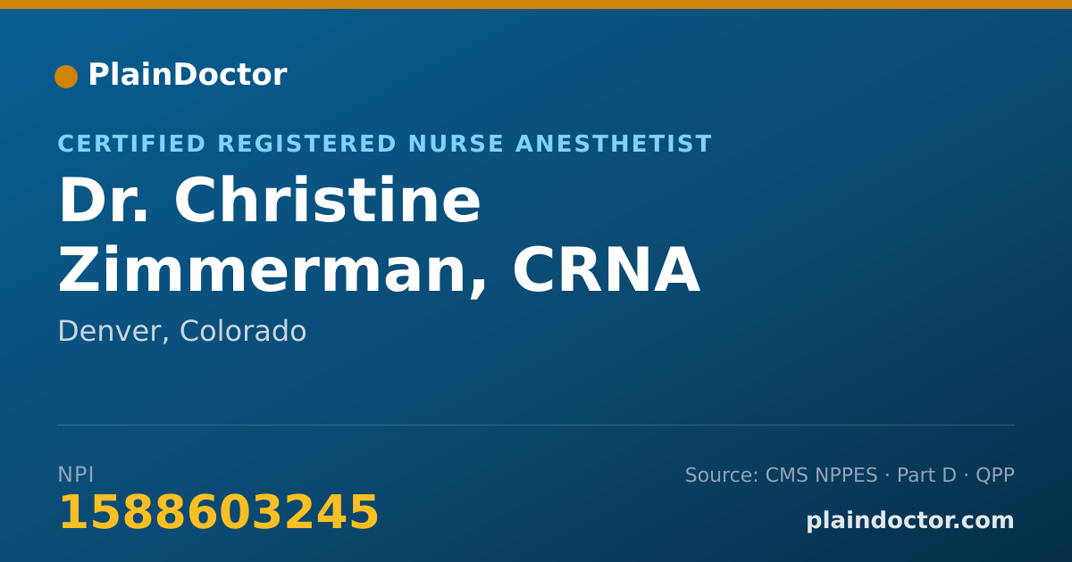 Shareable card for Christine Zimmerman, CRNA - Certified Registered Nurse Anesthetist, Denver, CO