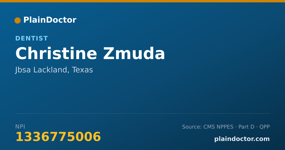 Shareable card for Christine Zmuda - Dentist, Jbsa Lackland, TX
