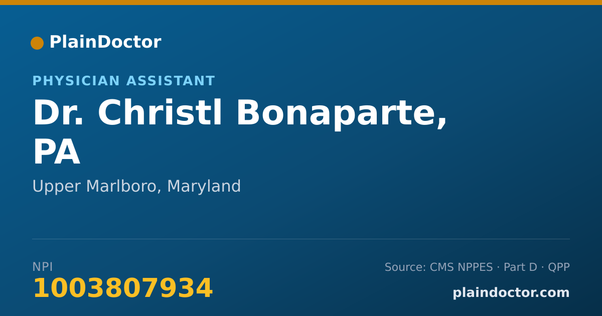 Shareable card for Christl Bonaparte, PA - Physician Assistant, Upper Marlboro, MD