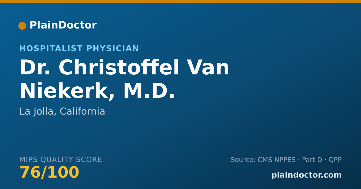 Shareable card for Christoffel Van Niekerk, M.D. - Hospitalist Physician, La Jolla, CA