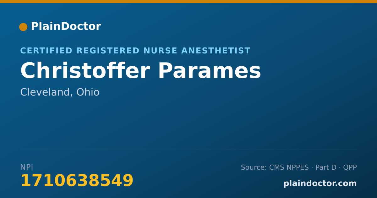 Shareable card for Christoffer Parames - Certified Registered Nurse Anesthetist, Cleveland, OH